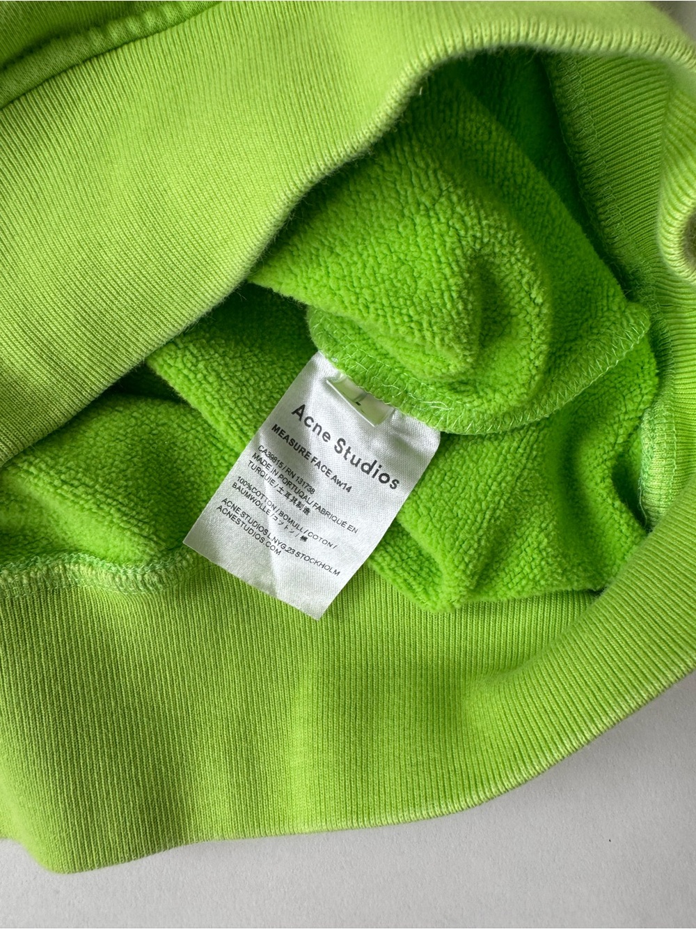 Acne Studios Neon Green Oversize Fit Hoodie - Measure Face AW14 - Unisex - Picture 7 of 9